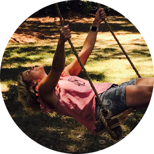 Woman on swing: Emily Carter from A Chick's View blog - southern creative nonfiction. 